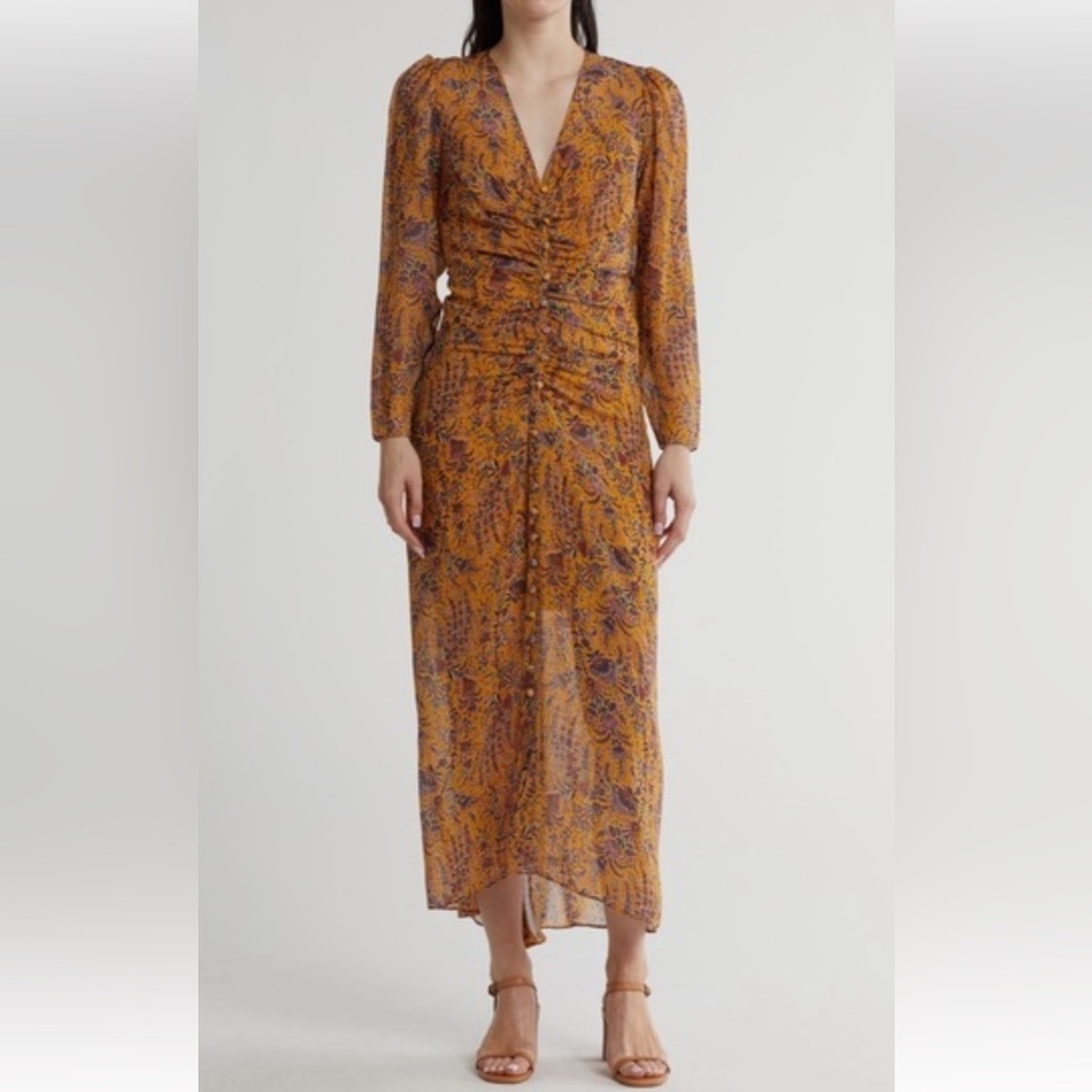 VERONICA BEARD Ferrara Silk Dress in Saffron Multi Size 6